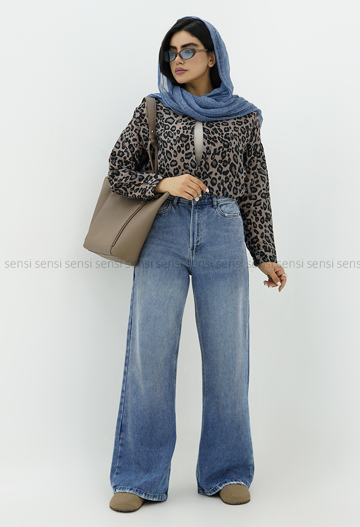 شومیز پلنگی رنگی شیشه ای کد1005989